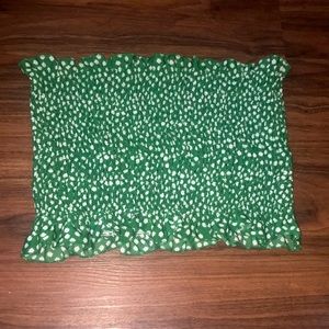 Green crop too with white flowers, stretchy fabric, never worn